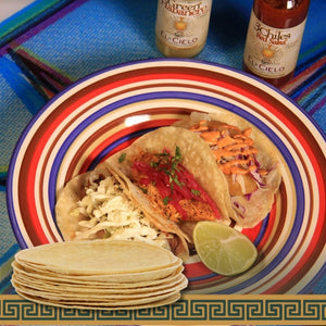 Tortillas - Organic White Corn 14cm 10Pack- El Cielo taco dish