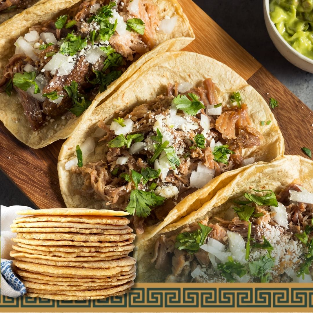  Tortillas - White Corn Taquera 12cm 0.5kg Pack- Lamb tacos with Guacamole