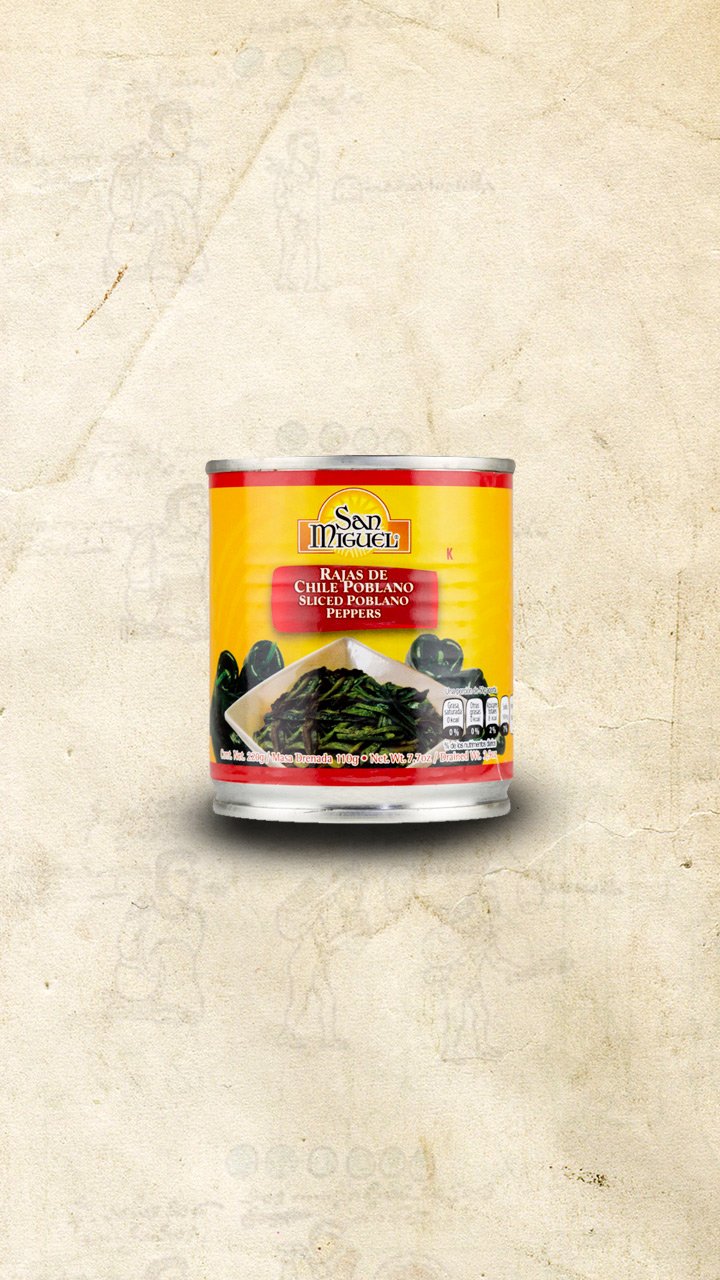 San Miguel - Sliced Poblano Chillies 220g - El Cielo